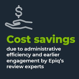 Cost savings due to administrative efficiency and earlier engagement by Epiq’s review experts