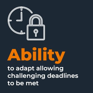 Ability to adapt allowing challenging deadlines to be met.