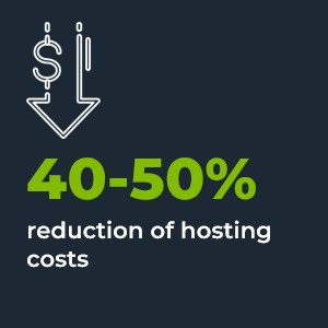 40-50% reduction of hosting costs