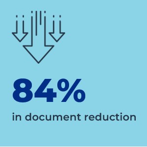 84% in document reduction