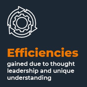 Efficiencies gained due to thought leadership and unique understanding