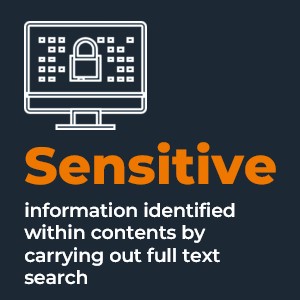 Sensitive information identified within contents by carrying out full text search