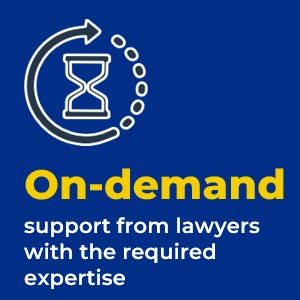 On-demand support from lawyers with the required expertise