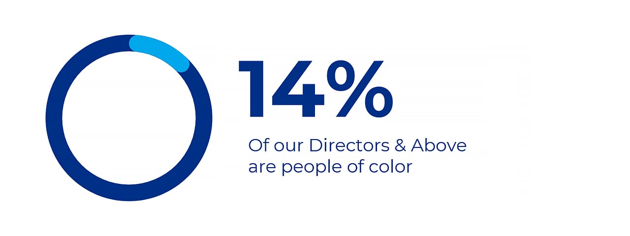 14 por cento de nossos Diretores e acima são pessoas de cor