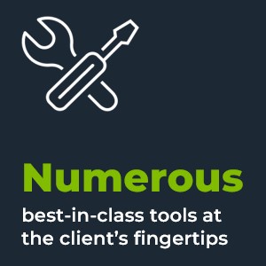 Numerous best-in-class tools at the client's fingertips