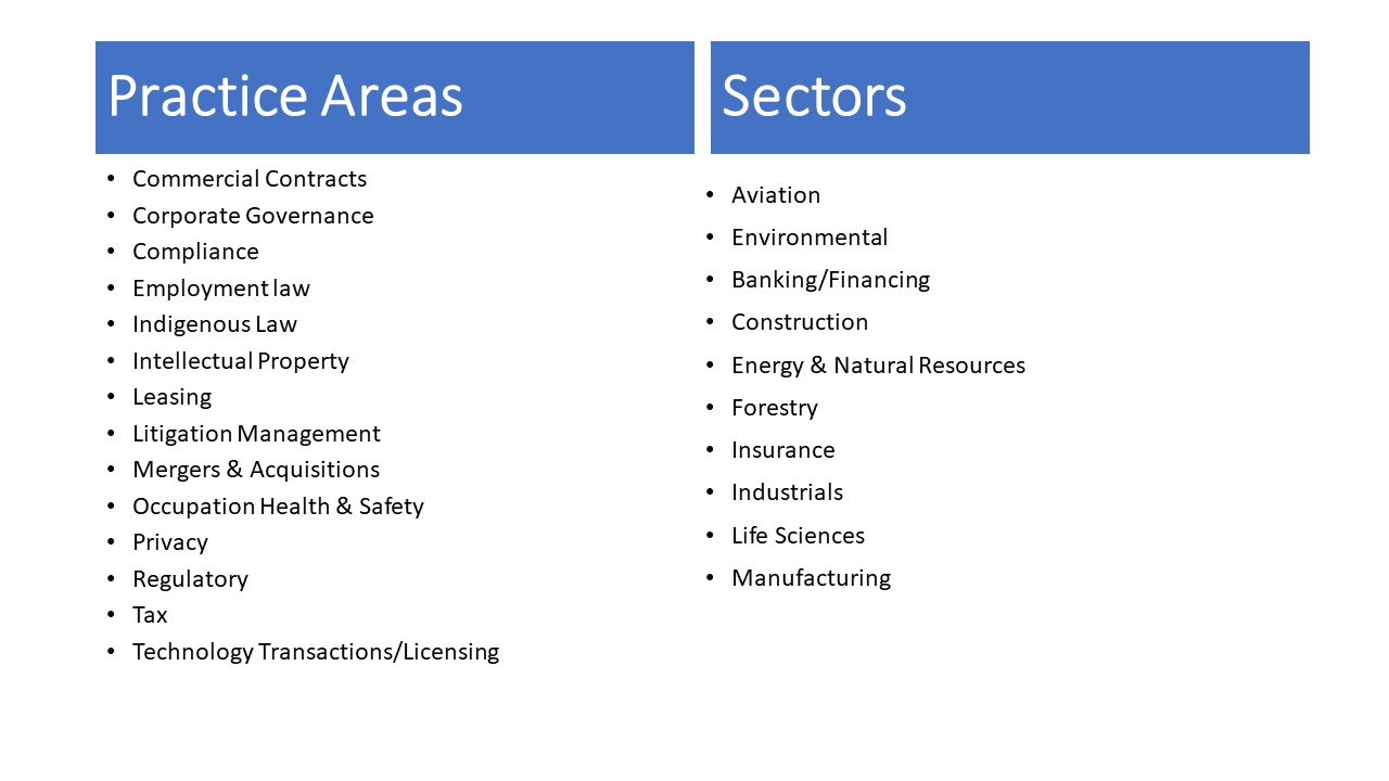 Practice areas include asset and wealth management, litigation, banking and finance, mergers and acquisitions, commercial contracts, privacy, corporate governance, real estate, data protection, regulatory and compliance, intellectual property, and technology licensing.