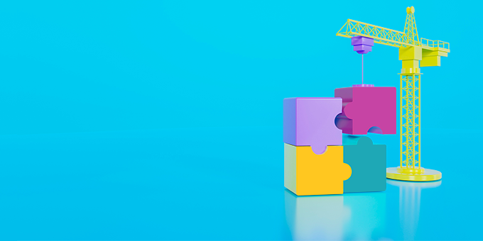 Crane with building blocks