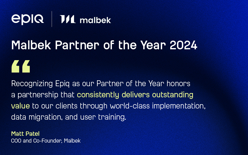 Epiq named Malbek Partner of the Year