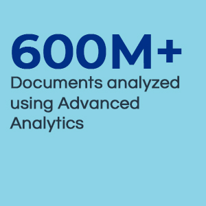 600M+ documents analyzed using advanced analytics