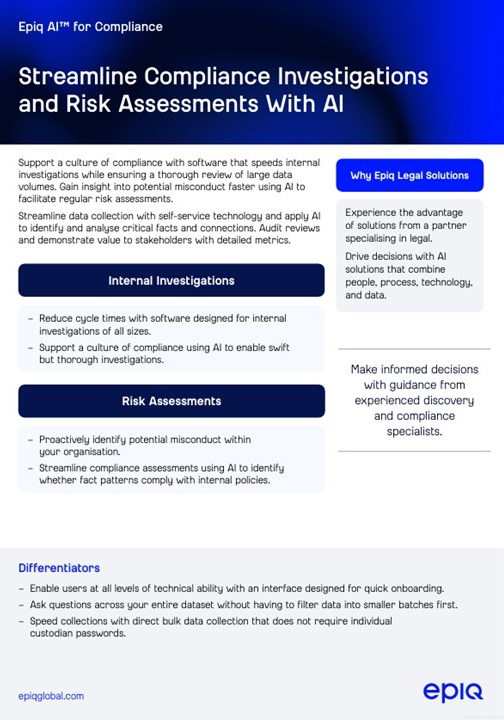 Epiq AI™ for Compliance Solution Brief