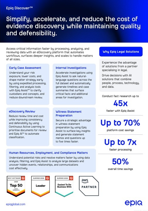 Cover of the Epiq Discover Solution Brief