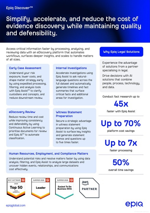 Cover of the Epiq Discover Solution Brief