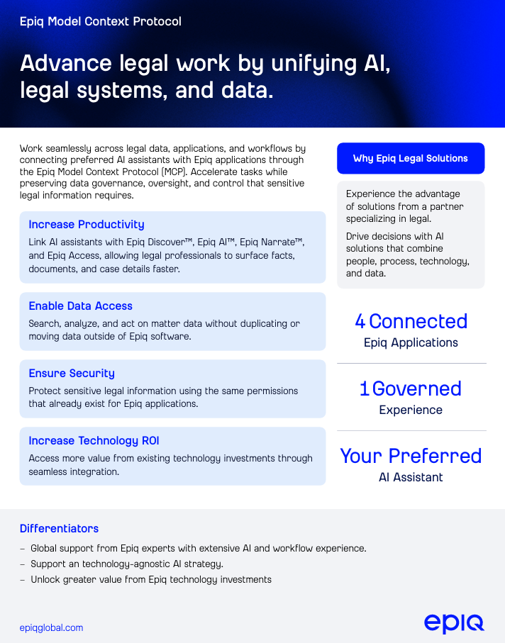 Cover of the Epiq MCP Solution Brief