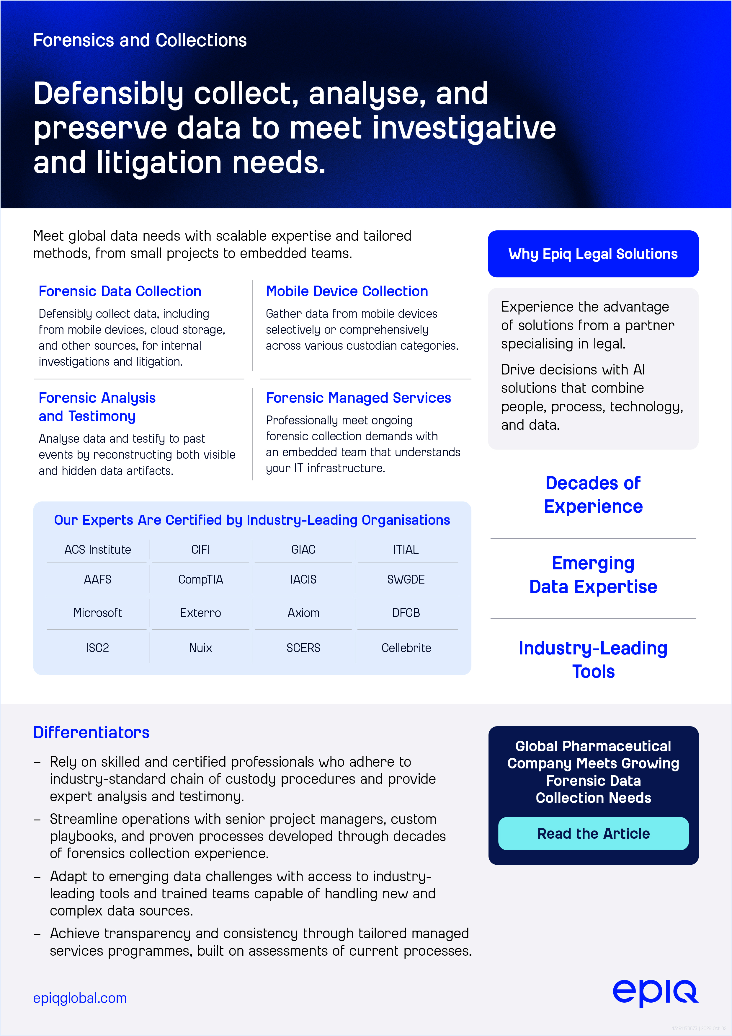 Forensics and Collections Solution Brief