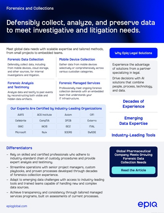 Forensics Collections Solution Brief