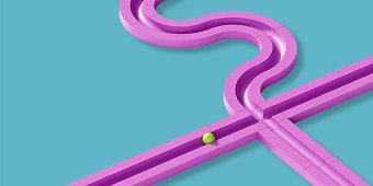 Purple lines over teal background