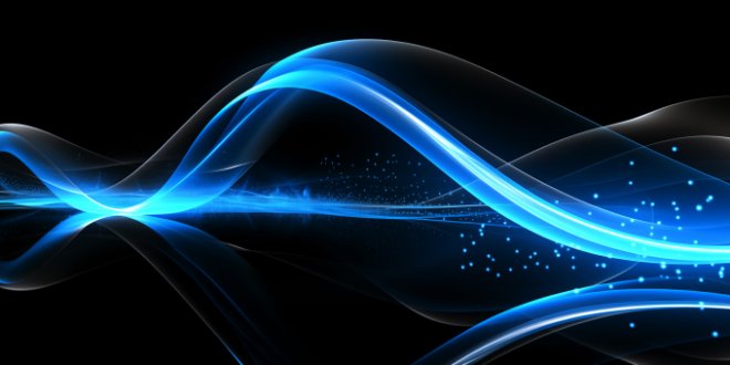Blue wavy lines over a black background 