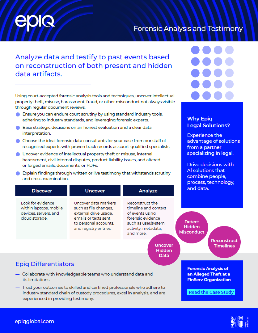 Forensic Analysis and Testimony Solution Brief