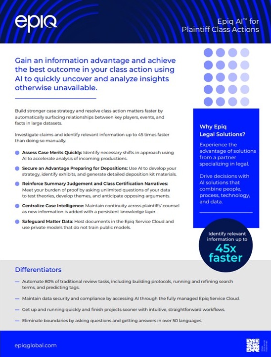 Solution Brief_Epiq AI Plaintiff Class Actions