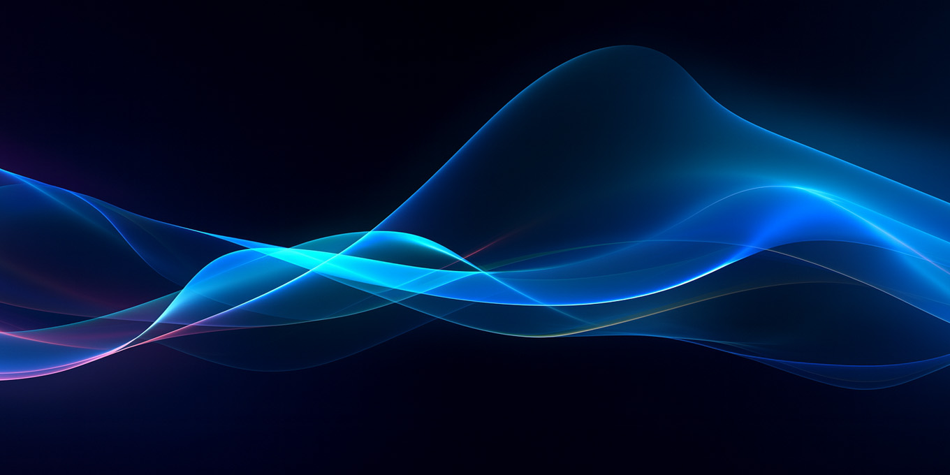 Blue and red wavy lines over a dark blue background