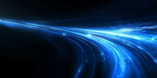 Blue wavy lines over a dark blue background