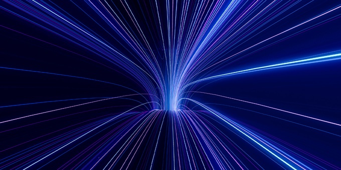 Blue and purple wavy lines over a black background