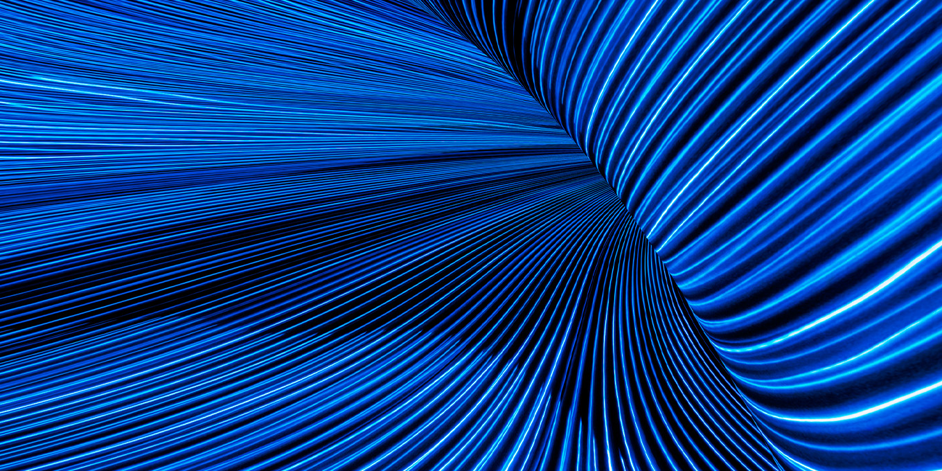 Blue wavy lines over a dark blue background