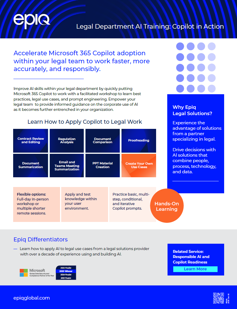 Solution Brief  IG Legal Department AI Training Solution Brief